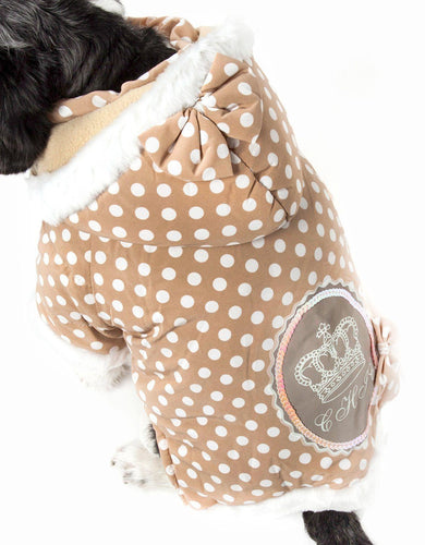 Pet Life ® 'Bow-Couture' Polka-Dot Bowed Insulated Dog Sweater Jacket