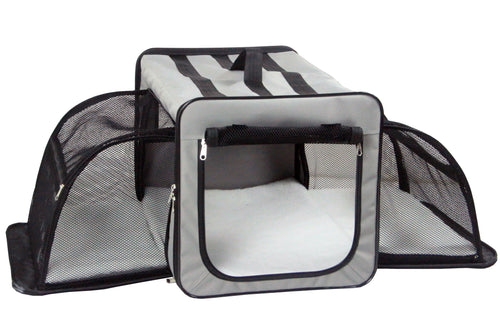 Pet Life ® 'Capacious' Dual-Sided Expandable Spacious Wire Folding Collapsible Lightweight Pet Dog Crate Carrier House