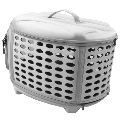 Pet Life ® 'Circular Shelled' Perforated Lightweight Collapsible Military Grade Travel Pet Dog Carrier
