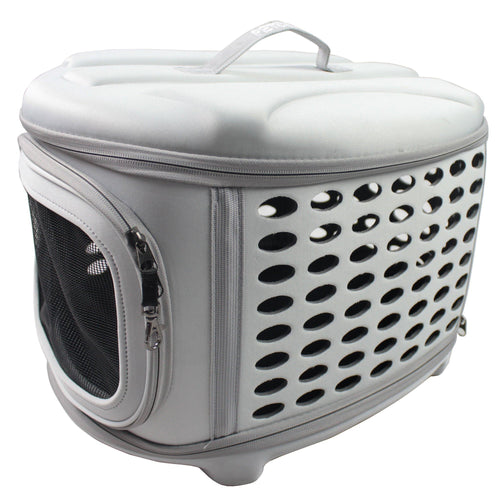 Pet Life ® 'Circular Shelled' Perforated Lightweight Collapsible Military Grade Travel Pet Dog Carrier