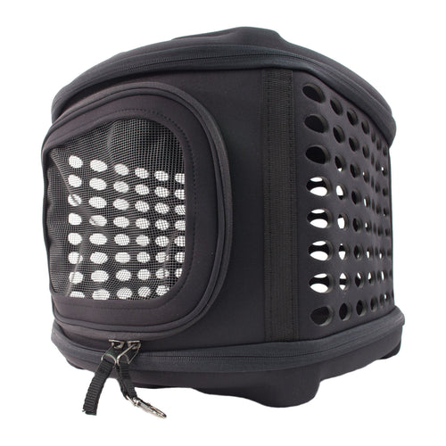 Pet Life ® 'Circular Shelled' Perforated Lightweight Collapsible Military Grade Travel Pet Dog Carrier