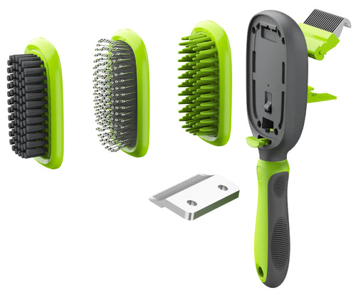 Pet Life ® 'Conversion' 5-in-1 Interchangeable Dematting and Deshedding Bristle Pin and Massage Grooming Pet Comb