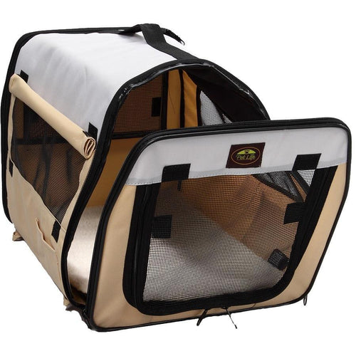 Pet Life ® 'Easy Folding' Zippered Folding Collapsible Wire Framed Lightweight Pet Dog Crate Carrier