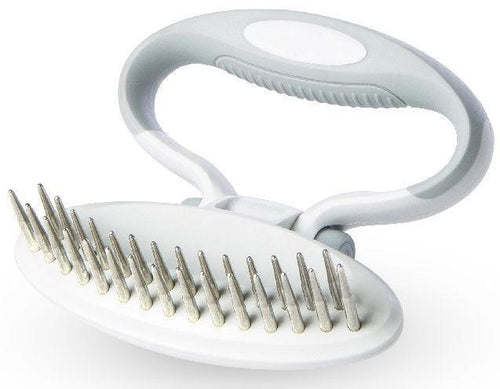 Pet Life ® 'Gyrater' Swivel Travel Dual-Rowed Grooming Undercoat Pet Rake