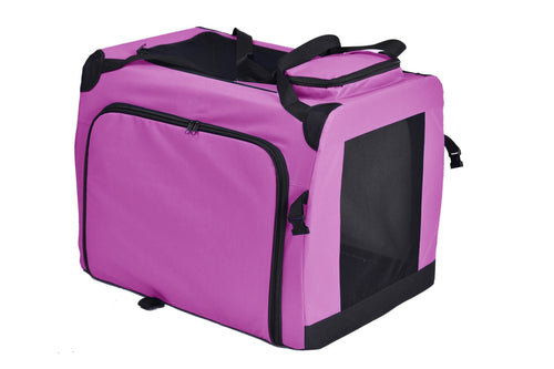 Pet Life ®  'Hounda Accordion' Metal Framed Soft-Folding Collapsible Dual-Sided Expandable Pet Dog Crate