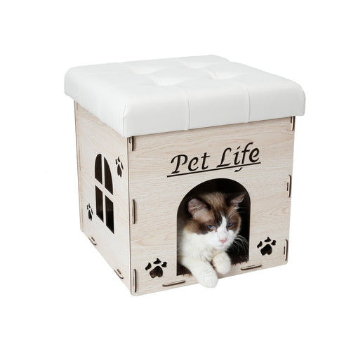 Pet Life ® 'Kitty Kallapse' Collapsible Folding Kitty Cat House Tree Bed Ottoman Bench Furniture