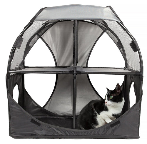 Pet Life ® 'Kitty-Play' Collapsible Travel Interactive Kitty Cat Tree Maze House Lounger Tunnel Lounge