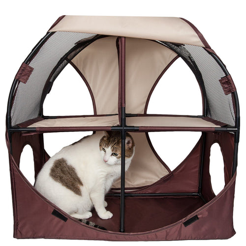 Pet Life ® 'Kitty-Play' Collapsible Travel Interactive Kitty Cat Tree Maze House Lounger Tunnel Lounge