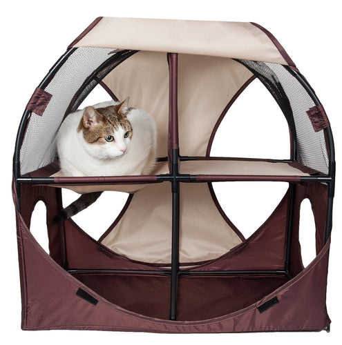 Pet Life ® 'Kitty-Play' Collapsible Travel Interactive Kitty Cat Tree Maze House Lounger Tunnel Lounge