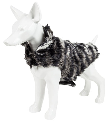 Pet Life ®  Luxe 'Chauffurry' Zebra Patterned Designer Mink Fur Dog Coat