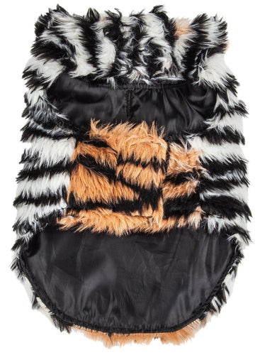 Pet Life ®  Luxe 'Tigerbone' Tiger-Patterned Mink Fashion Fur Dog Jacket