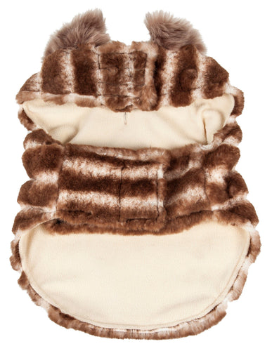Pet Life ® Luxe 'Tira-Poochoo' Tiramisu Patterned Mink Fur Designer Dog Jacket