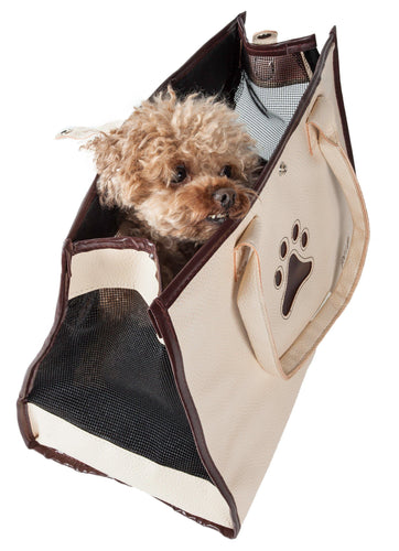 Pet Life ® 'Posh Paw' Elegant Leatherette Designer Fashion Travel Pet Dog Carrier Tote