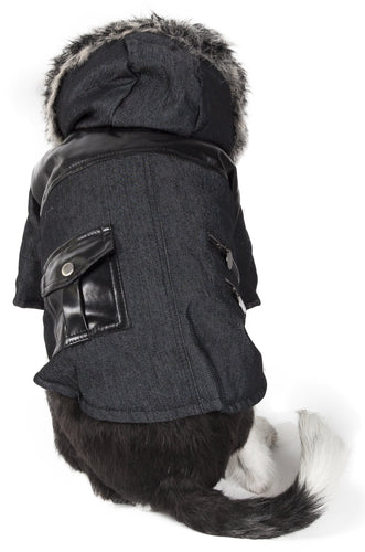 Pet Life ® 'Ruff-Choppered' Denim Fashioned Wool Dog Coat Jacket