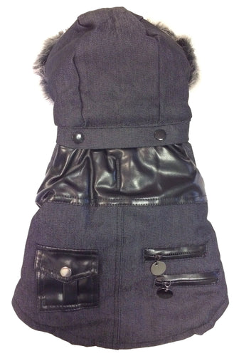 Pet Life ® 'Ruff-Choppered' Denim Fashioned Wool Dog Coat Jacket