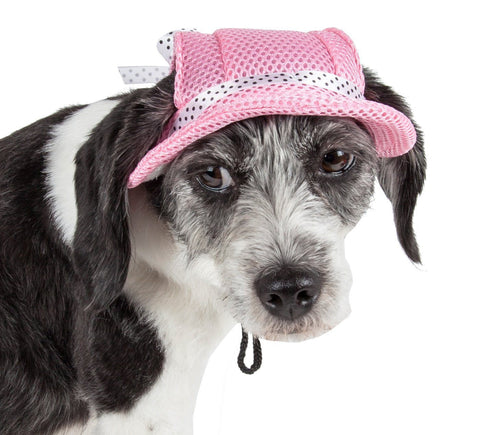 Pet Life ®  'Sea Spot Sun' UV Protectant Adjustable Fashion Mesh Brimmed Dog Hat Cap