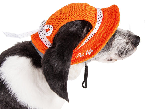 Pet Life ®  'Sea Spot Sun' UV Protectant Adjustable Fashion Mesh Brimmed Dog Hat Cap
