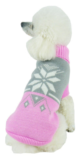 Pet Life ® Snow Flake Cable-Knitted Ribbed Fashion Turtle Neck Dog Sweater