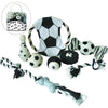 Pet Life ® 'Soccer Themed' 9 Piece Jute Rope and Rubberized Squeak Chew Pet Dog Toy Gift Set