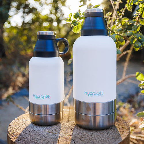 **SALE** HydroPet® 32 oz Portable Dog Water Bottle – Stainless Steel Travel Flask with 2 Detachable Bowls, Carry Bag & Strap