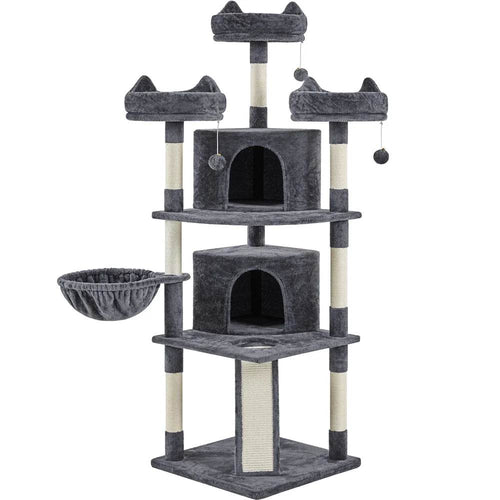 Renwick 69in Large Cat Tree Tower with Condos & Scratching Board - Dark Gray
