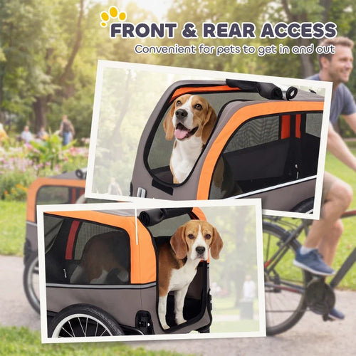 Dog Bike Trailer, Pet Cart Bicycle Carrier with 20 Air Tires, Quick-Release Wheels, Reflectors, Flag