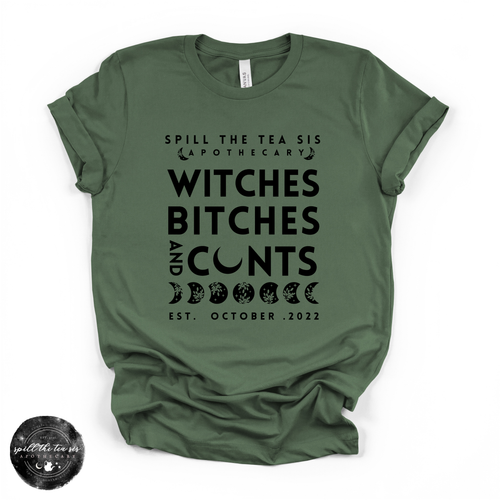 Witches, Btches & Cnts Tee ( BLACK DESIGN) | Bold Witchy Statement Graphic T-Shirt
