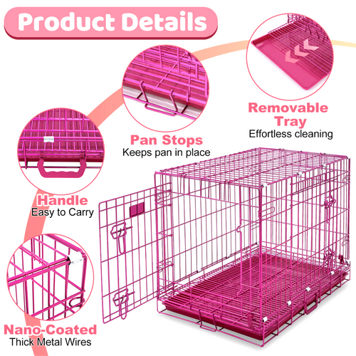24-42 Collapsible Pink Dog Crate RED24-42