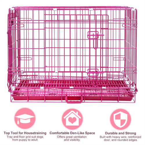 24-42 Collapsible Pink Dog Crate RED24-42