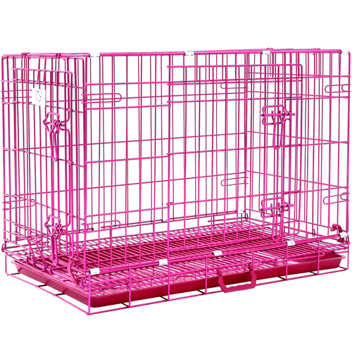 24-42 Collapsible Pink Dog Crate RED24-42