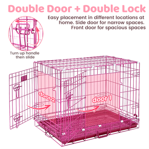 24-42 Collapsible Pink Dog Crate RED24-42