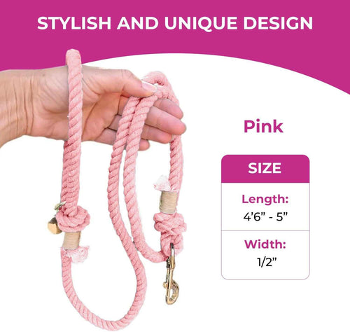 Light Pink Boho Chic Style Dog Leash - Glow Pups