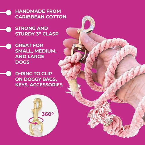 Light Pink Boho Chic Style Dog Leash - Glow Pups