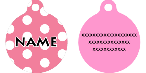New Pink Polka Dot HD Dog ID Tag