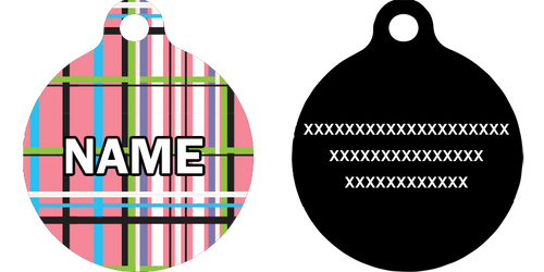 Tartan Plaid Pink HD Dog ID Tag