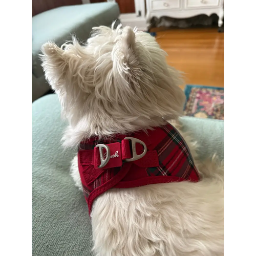 Plush Step In Harness Plaid Red
