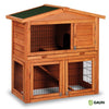 Prague Wooden Rabbit Hutch with Ramp, Two-Level Outdoor Bunny House