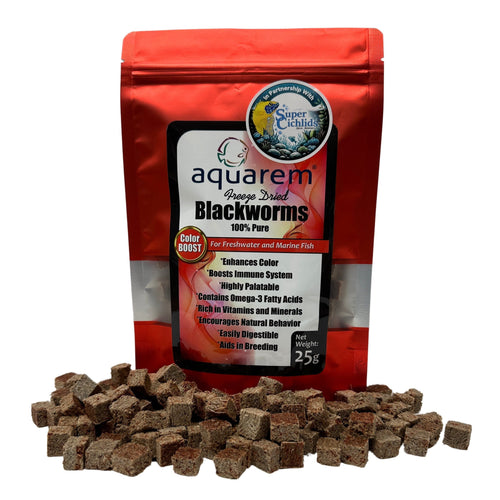 Super Cichlids Freeze-Dried Blackworms with Color Boost (All Natural, High Protein Fish Food)