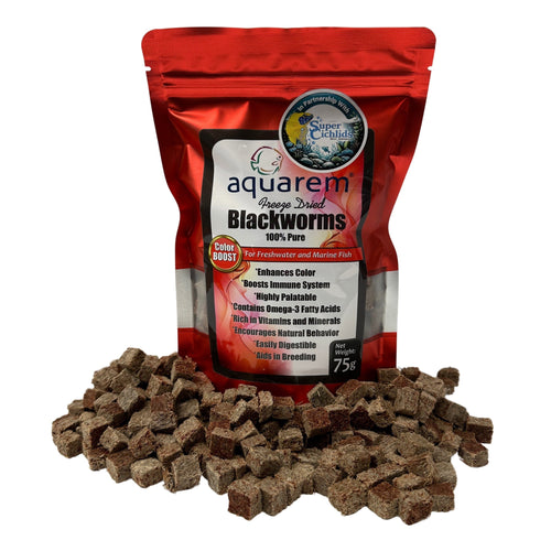 Super Cichlids Freeze-Dried Blackworms with Color Boost (All Natural, High Protein Fish Food)