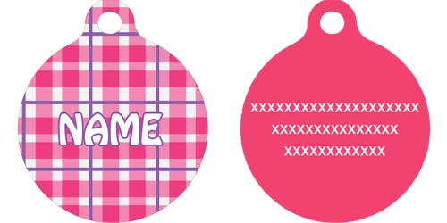 Preppy Plaid Pink HD Dog ID Tag