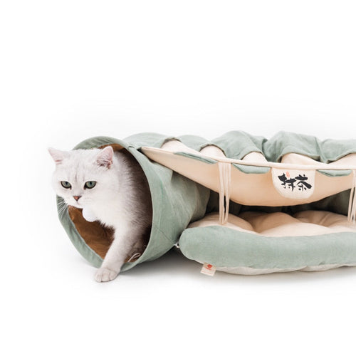 Collapsible Removable Cat Tunnel Tube With Cat Bed Set