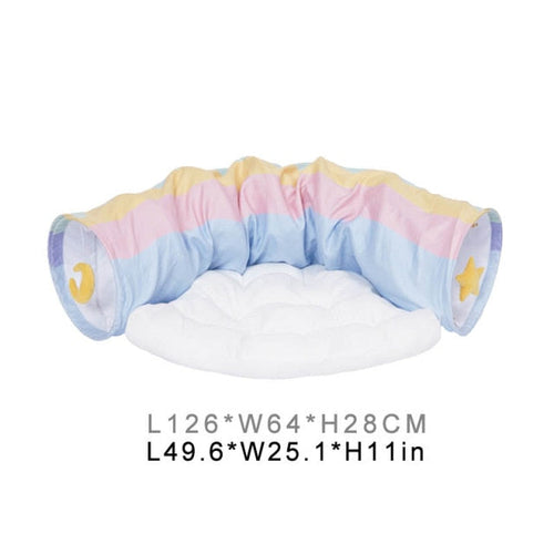 Collapsible Removable Cat Tunnel Tube With Cat Bed Set