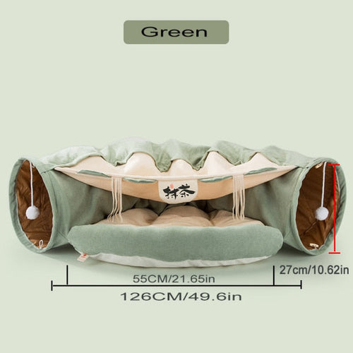 Collapsible Removable Cat Tunnel Tube With Cat Bed Set