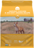 Open Farm Harvest Chicken & Ancient Grains dry dog food bag with farm background and dog image, featuring ethically sourced ingredients and ancient grains.