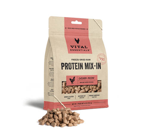 Vital Essentials Freeze Dried Raw Protein Mix-In Chicken Recipe Mini Nibs Topper for Dogs