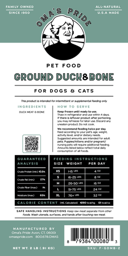 Oma's Pride Ground Duck Meat & Bone