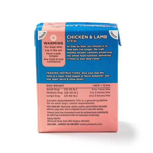 Side by Side Warming – Chicken + Lamb Stew for Dogs