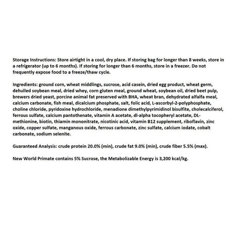 Exotic Nutrition New World Primate Diet Primate Food