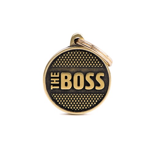 MyFamily Bronx The Boss Small Circle with Rhombus ID Tag in English Brass
