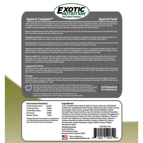 Exotic Nutrition Squirrel Complete Squirrel Food